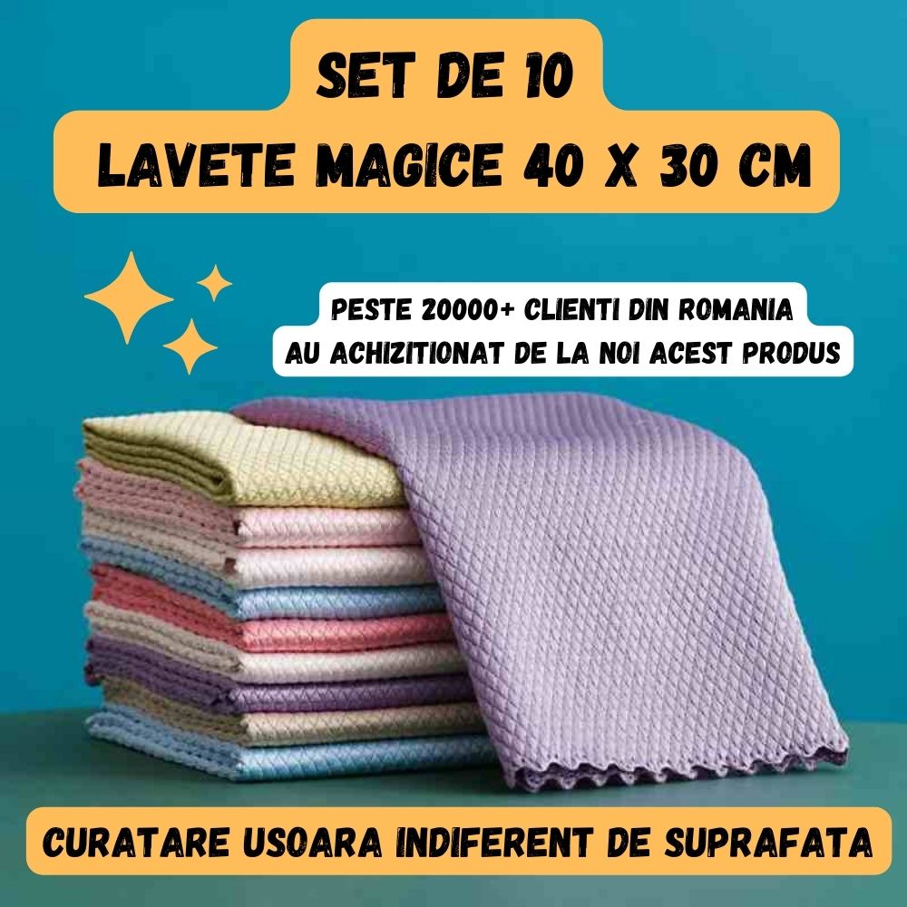 Lavetele Magice - Set de 10 lavete microfibra 30 x 40 cm