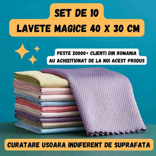 Lavetele Magice - Set de 10 lavete microfibra 30 x 40 cm